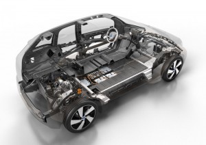 Estructura y disposición de las baterías en los bajos de un vehículo